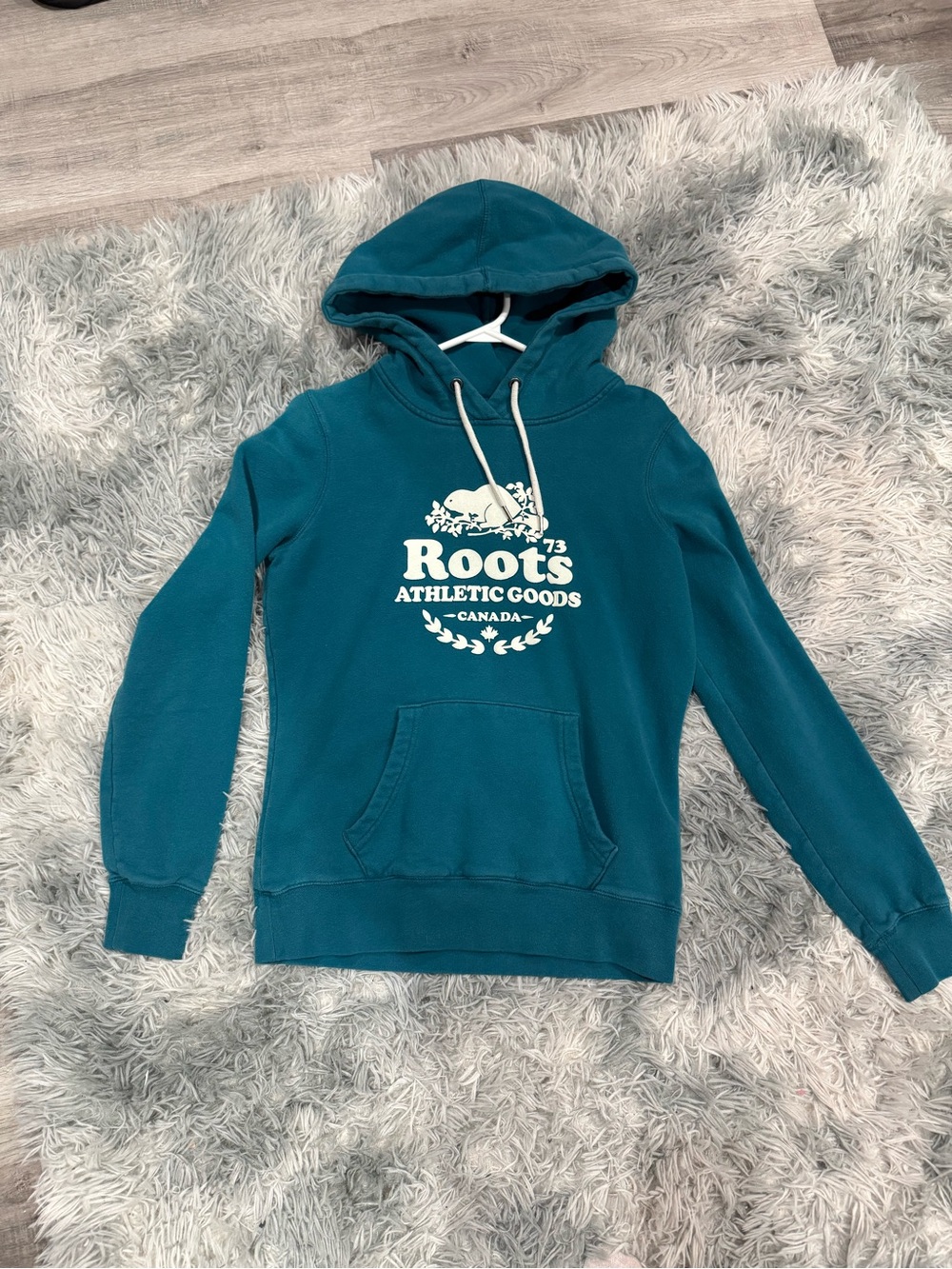 Roots Teal Pullover Hoodie with White Logo